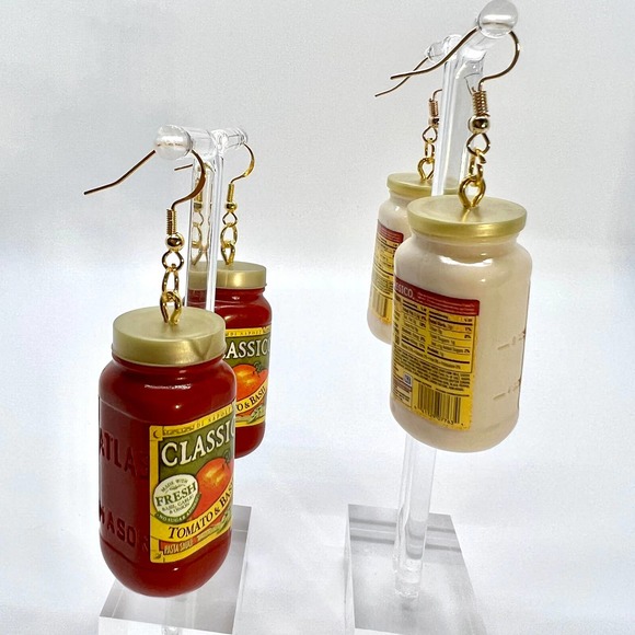 Spaghetti Earrings - Classico Pasta Sauce - Tomato & Alfredo Mini Brands Earring - Picture 2 of 10
